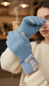 Ladies TouchScreen Heart Plush Mittens/Gloves -TSG06